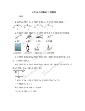 八年级物理杠杆习题精选