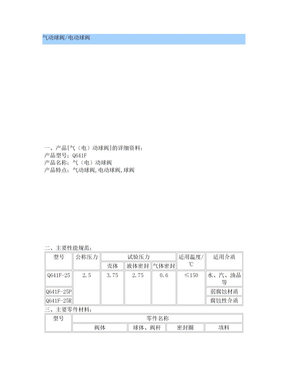 气动球阀型号参数及价格