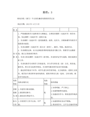 YHY个人岗位廉政风险防控登记表