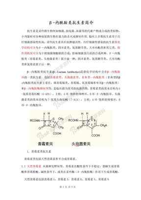 β-内酰胺类抗生素简介