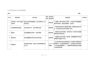 生产经营单位安全生产风险管控清单