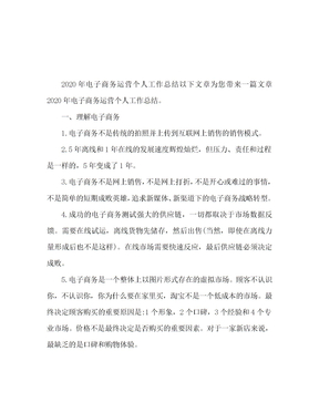 2020电子商务运营个人工作总结