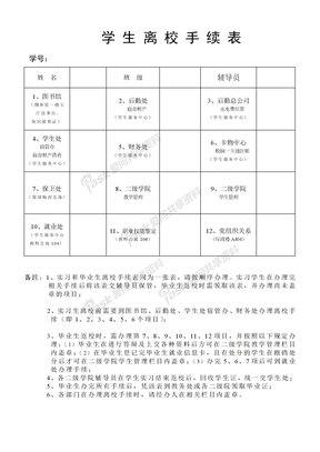 (修改版）毕业生离校手续表