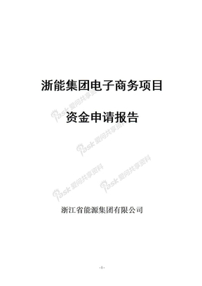 浙江能源集团电子商务平台项目资金申请报告