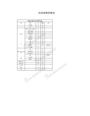 房屋装修价格表