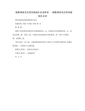 接收预备党员票决情况汇总表样表 - 接收预备党员票决情况汇总表