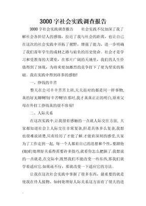 3000字社会实践调查报告