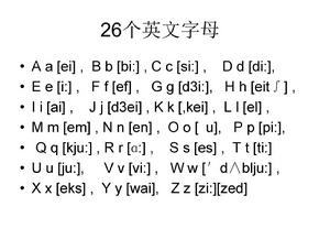 26个英语字母的本身的发音