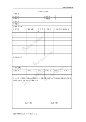 培训效果评价表