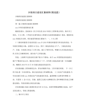 乡镇项目建设汇报材料(精选篇）