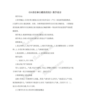 《小苏打和白醋的变化》教学设计