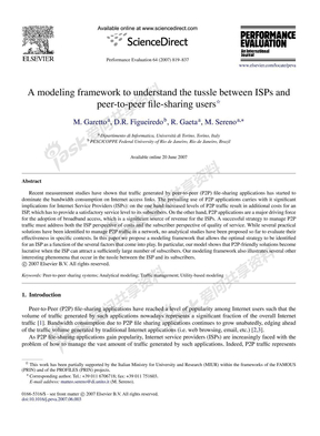 A modeling framework to understand the tussle between ISPs and peer-to-peer file-sharing users