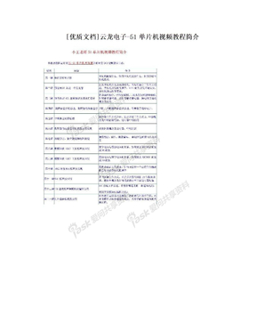 [优质文档]云龙电子-51单片机视频教程简介