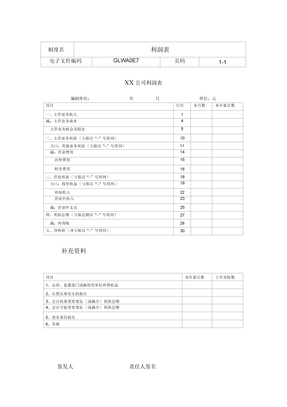 公司利润表范本