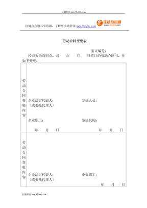 劳动合同变更表