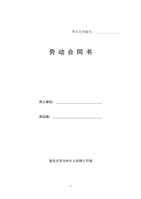 劳动合同书-湖北省劳动和社会保障厅印制