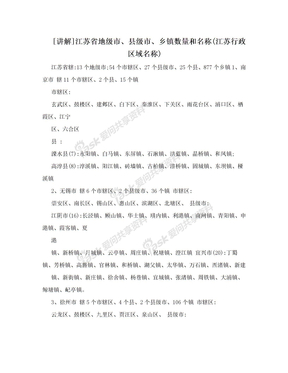 [讲解]江苏省地级市、县级市、乡镇数量和名称(江苏行政区域名称)