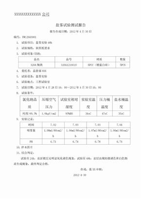 盐雾试验测试报告