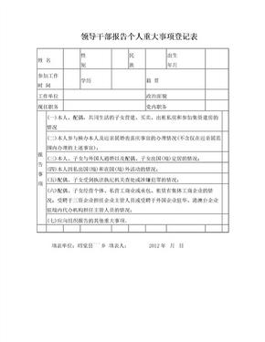 领导干部报告个人重大事项登记表