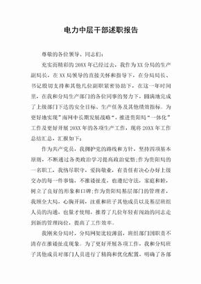 电力中层干部述职报告[范本]