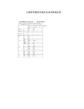 云南省普通高中成长记录身体成长表