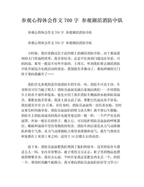 参观心得体会作文700字 参观湖滨消防中队