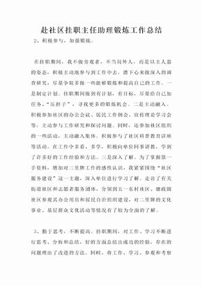 赴社区挂职主任助理锻炼工作总结