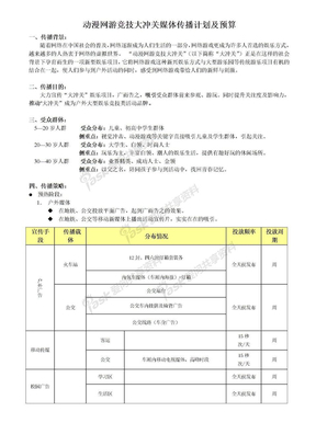 媒体投放计划预算