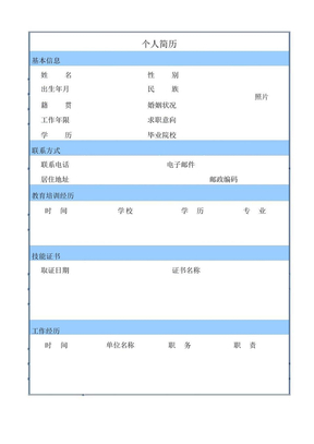 个人简历模板word格式电子版