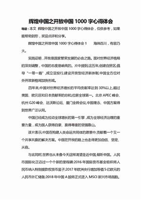 辉煌中国之开放中国1000字心得体会