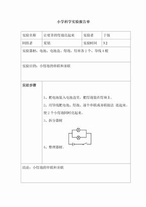 科学实验报告单四年级