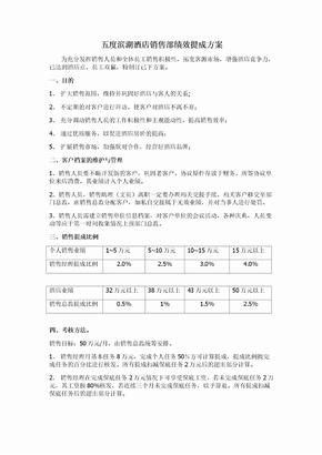 酒店销售部绩效提成方案