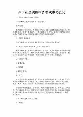 关于社会实践报告格式参考范文