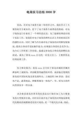 电商实习总结3000字