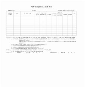 四川省成都市市社会保险人员增加表