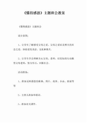 《懂得感恩》主题班会教案