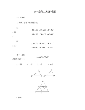 初一全等三角形难题