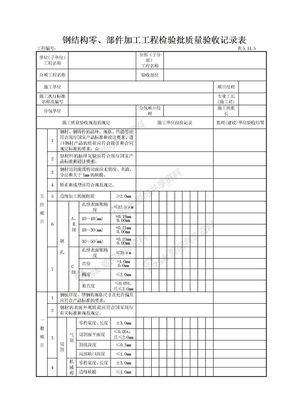 钢结构零、部件加工工程检验批质量验收记录