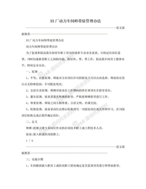 XX厂动力车间师带徒管理办法