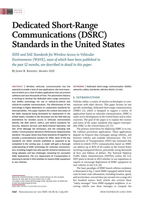 Dedicated Short-Range Communications (DSRC) Standards in the United States