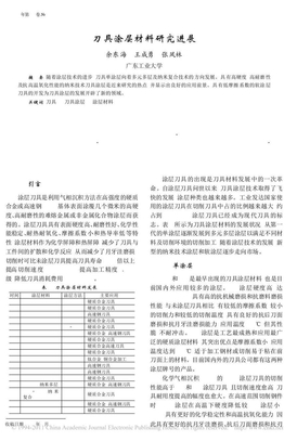 刀具涂层材料研究进展