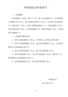 财务情况说明书模板