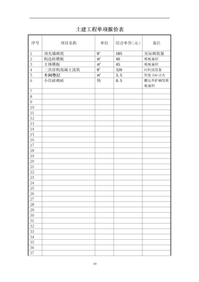 土建工程单项报价表