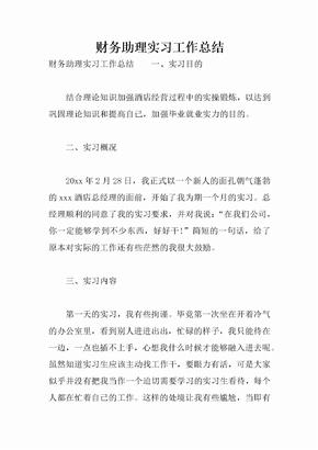 财务助理实习工作总结