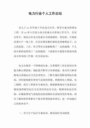 電力行業個人工作總結