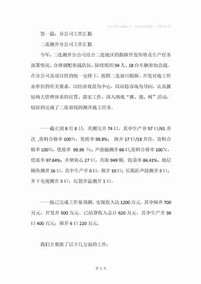 分公司工作汇报(精选多篇)