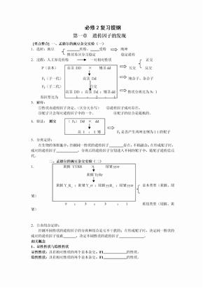 高中高中生物必修2复习提纲教案