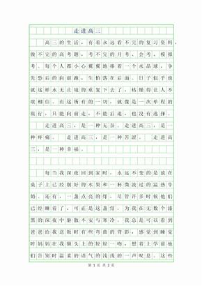 2019年走进高三800字作文