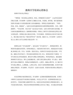 教师开学培训心得体会