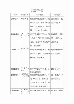 六年级数学作业批改记录